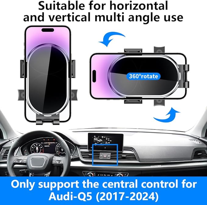 Car Phone Holder for Audi Q5 2017-2024, SQ5 2018-2024 Sportback Auto Accessories Navigation Bracket Interior Decoration Dashboard Cell Mobile Phone Mount Holders case Accessory