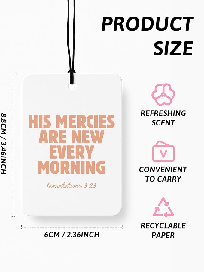 Orange Christian Car Air Freshener 4 Pcs, Girly Pink Bow Floral Religious Hanging Air Freshener for Cars Closet Drawer Books, Cute Preppy Christian Car Accessories Mirror Decor for Women