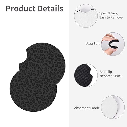 Car Trash Bag Leopard Print Black Hanging Back of Seat Car Portable Trash Bag Leopard Print Black Waterproof One-Handed Portable Strap Drawstring Garbage Bags 2 Pieces Car Coasters