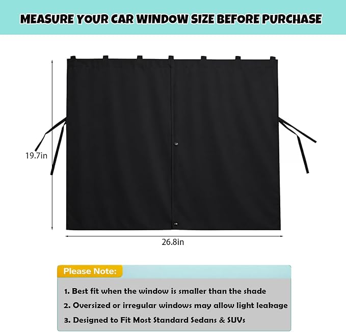 Car Window Shades, 2 Pack Magnetic Double Layer Window Shade for Baby in Car, Adjustable Privacy Blackout/See-Through Back Window Curtains for Baby Kids UV Protection