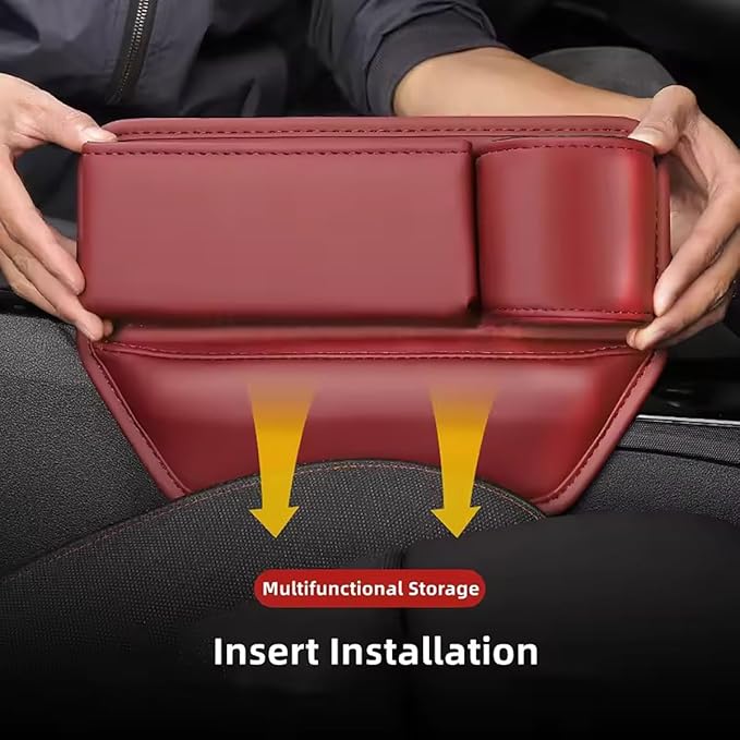 Car Seat Gap Filler Organizer for Kia EV9 2023-2025, Multifunctional Leather Seat Gap Storage Box for Phone,Keys,Sunglasses