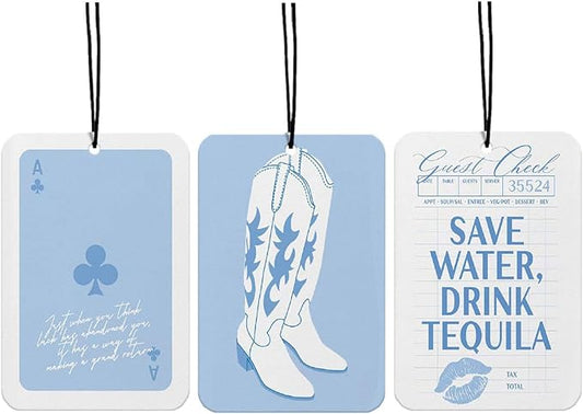 Coastal Western Car Air Fresheners, Blue Cowgirls Boots Car Accessories Interior 3Pcs, Preppy Funky Cars Decor Fresheners, Coastal Granddaughter Blue Cars Accessories for Women(Lavender)