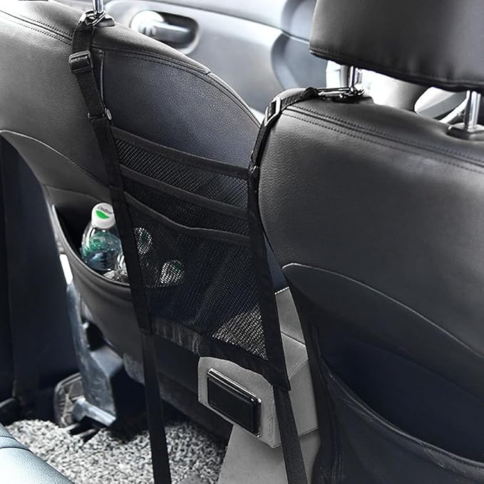 Dog Car Net Barrier Universal Pet Barrier Backseat Storage Mesh Bag 3 Layers with Auto Safety Mesh Organizer Netting Pouch Seat Back Net Bag Holder Dog Car Divider for Trucks SUV Van Easy to Install