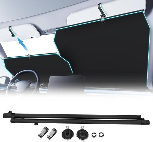 2026 Retractable Windshield Sun Shade Automatic Car Sunshade for Windshield, UV & Heat Protection, Keep Cool and Protect Interior, Adjustable Universal Fit for Car Trucks SUVs (Not for Large Trucks)