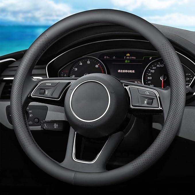 XHRING Car Steering Wheel Cover for Toyota Camry Rav4 Corolla Highlander Sienna CHR Avalon FJ Land Cruiser Yaris SE XSE LE Hybrid XLE TRD Cross Limited Platinum Accessories, 2026 Leather Black-M