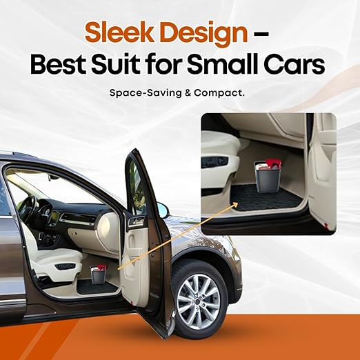 Car Trash Can Waterproof Vehicle Garbage Bin, Leakproof Anti Slip Floor Mat Clip Trash Bag Holder for Car, Truck, SUV, Van Portable Auto Trash Container with Stability Clips (Gray, Small)