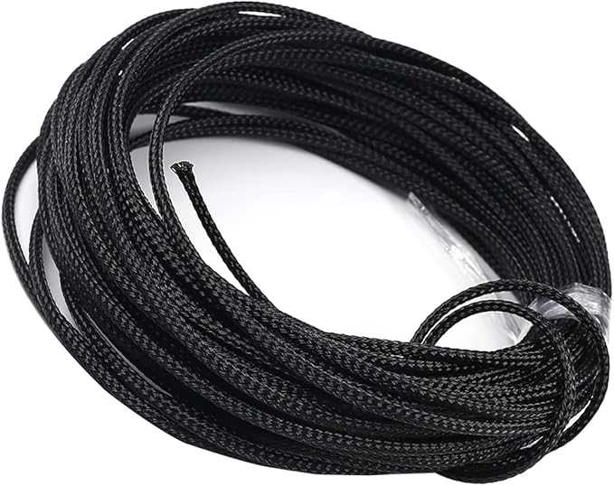 Aicosineg Braided Sleeving PET Wire Loom Tubing Cable 32.81ft-1/9inches Cable Sleeve Wrap Protector for HiFi Audio and Video Headphone Cable Protective Wires from Chewing of Pets Black