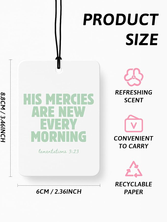 Green Coquette Bow Floral Christian Car Air Freshener 4 Pcs, Preppy Girly Religious Hanging Air Freshener for Cars Closet Drawer Books, Cute Christian Car Accessories Mirror Decor for Women