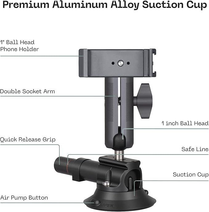 FANAUE Phone Holder Suction Cup Mount, Cell Phone Mount for Dashboard Windshield Vent Wall,Car Phone Holder for iPhone 17 Pro Max 16 15 14 13 12