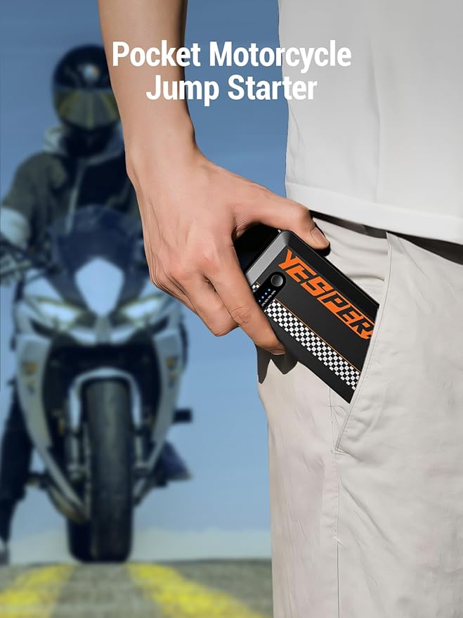 YESPER Jump Starter Portable,1500A Peak Motorcycle Jump Starter, Jump Box for Car Jumper Starter Portable, 12V Booster Pack(Up to 7L Gas and 5.5L Diesel Engine) with Smart Safety Jumper Cable(Orange)