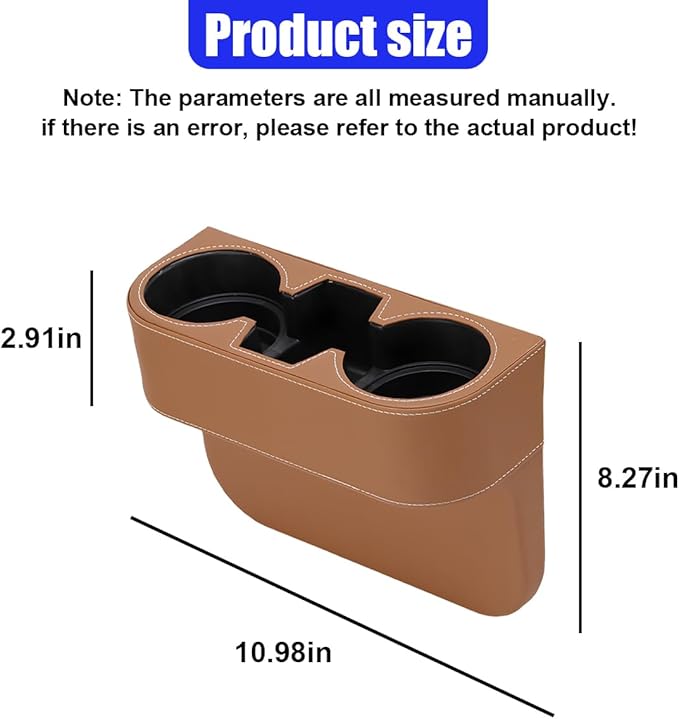 YoRise Car Cup Holder, PU Leather Automotive Cup Drink Holder, Car Seat Gap Filler Storage Box, Multifunctional Front Seat Organizer, Cell Mobile Phone Holder, Coin Bucket (Brown)