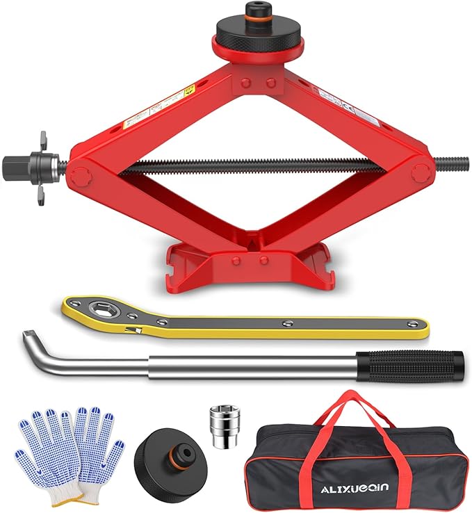 Car Jack Kit 2.5 Ton Scissor Jack for Tesla Model Y Model 3/S/X, Red Tesla Jack Kit with Tesla Pucks