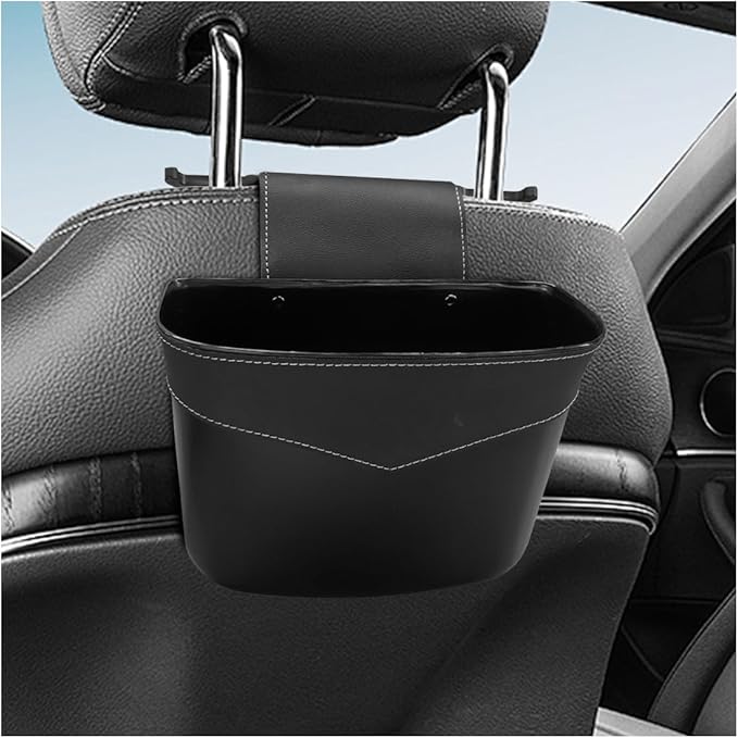 Mini Car Trash Can - Leak-Proof Hanging Car Garbage Can Auto Trash Bag Organizer - Small Garbage Bin Container Vehicle Front Back Seat Storage Accessories for Cars Home Office (BackSeat)
