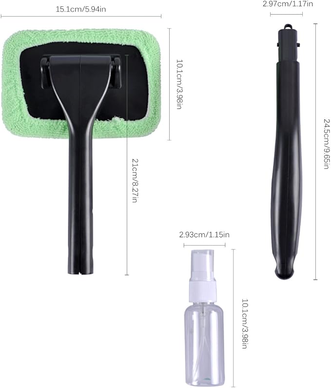 AutoEC Auto Glass Cleaner Wiper Keeps Cars Vehicles Interior Exterior Windshields Windows Clean, Come with 2 Pads Washer Towel and 30ml Spray Bottle, Use Wet or Dry