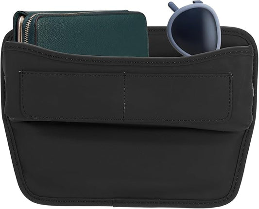HARFINGTON Car Seat Gap Filler Organizer 11.3 x 8 x 2.2 Inch Leather Universal Car Organizer Storage Box Between Seat and Console for Phone Sunglasses Keys, Black