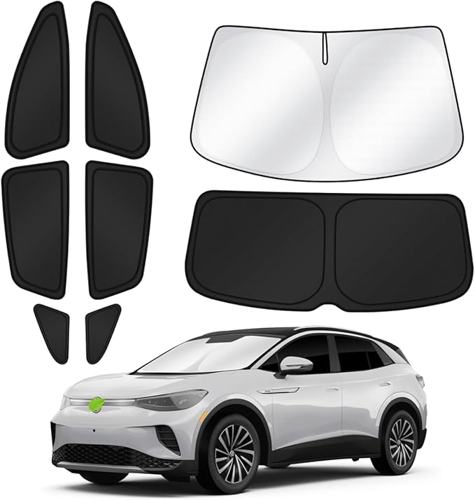 Canvcle Sunshades for 2021-2025 2026 Volkswagen/VW ID.4 Accessories Windshield Sun Shade Side Rear Window Shade Cover Sun Visor Shield Privacy Protection for Camping Keep Vehicle Cool Black 8PCS