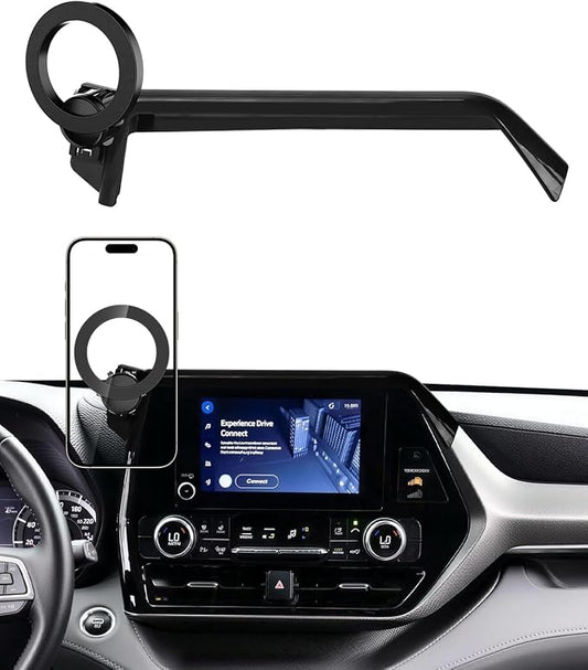 PZK Car Phone Mount for 2020-2025 2026 Toyota Highlander L/LE/Hybrid XLE Nightshade Accessories 8-inch Screen Compatible with Magsafe Phone Holder 360° Rotation Not Affect Vent (Not fit 12.3 inch)