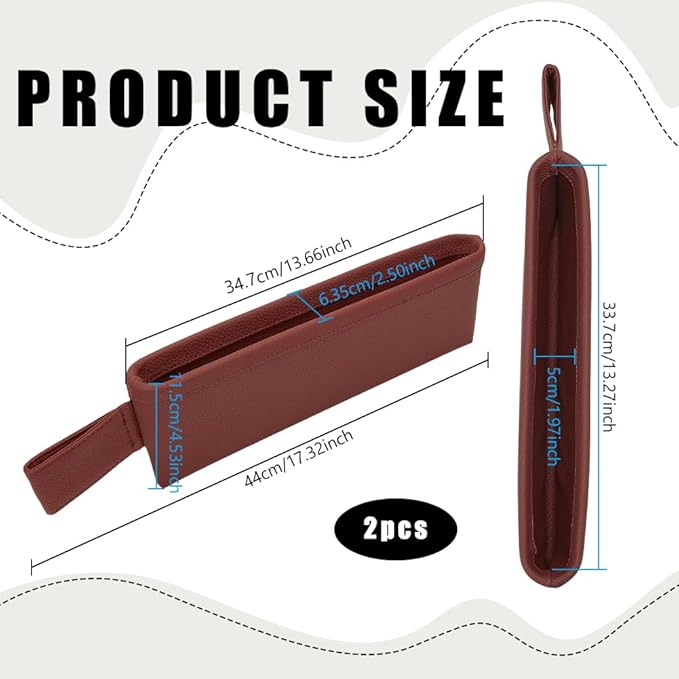 PH PandaHall 2pcs Car Seat Pockets Car Gap Filler Organizer Leather Seat Gap Storage Box Brown Cars Interior Accessories Between Cars Seats Catcher for Phone Key Sunglasses Wallet Cards Coins
