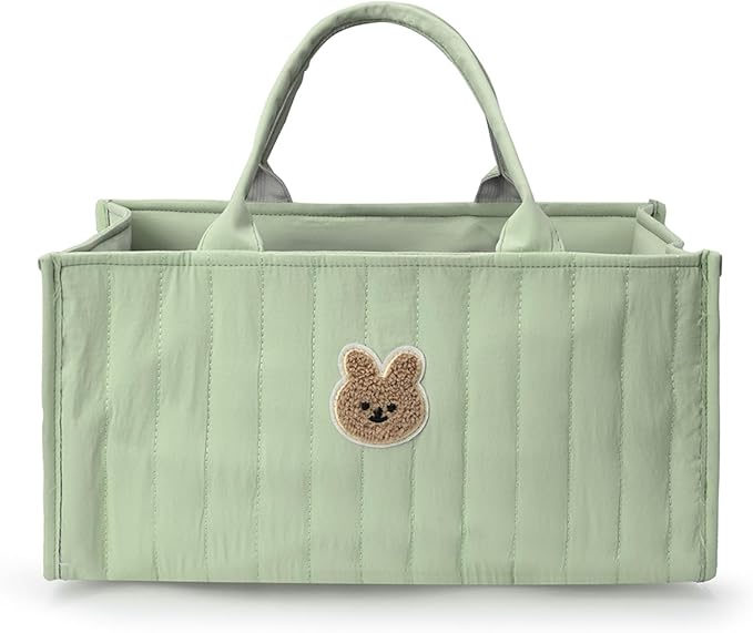Diaper Caddy Organizer,Cute Floral Nursery Storage Basket,Soft Portable Changing Table Car Caddy Organizer Gift (Bear C)