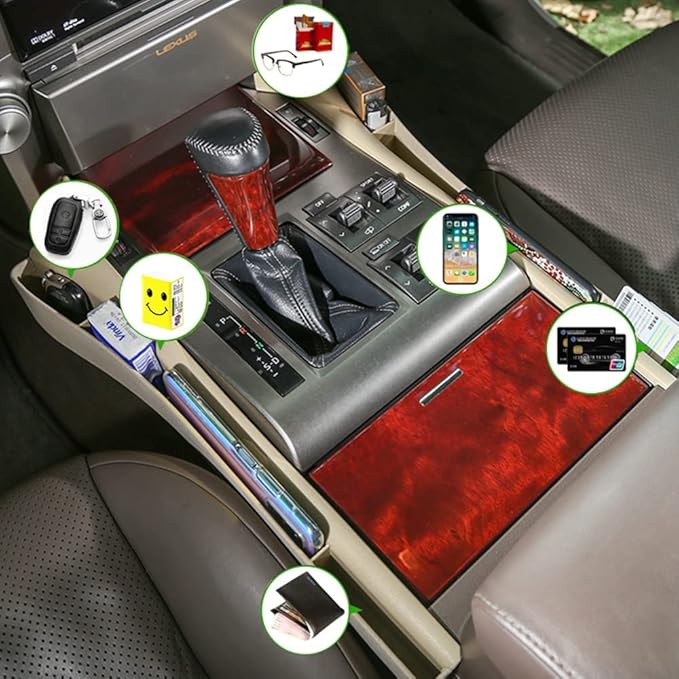 Lallker Suitable for 2010-2021 GX460 Seat Gap Storage Box 400 Central Control Storage Box Modification (2010-2021 Beige-copilot)