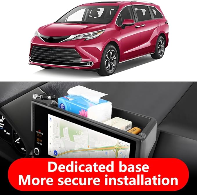 Car Phone Holder Center Console Organizer For Toyota Sienna 2025 2026【12.3-inch Screen，Not Fit LE 8-inch Screen】 Auto Accessories Navigation Bracket Interior Decoration Screen Mobile Cell Mount case