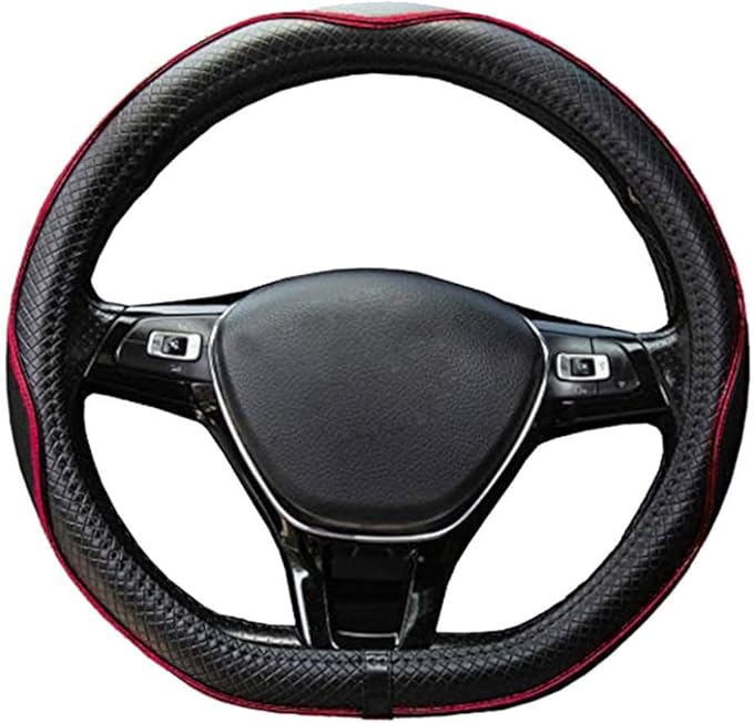 Mayco Bell Flat Bottom Steering Wheel Cover Anti-Slip,Safety,Soft,Breathable,Durable,Full Surround,Comfortable Grip Microfiber Leather (D Shape, Wine Red)