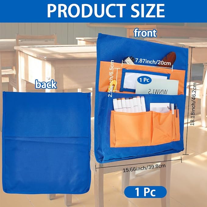 CRASPIRE Classroom Chair Pockets 15.66 x 18.18 inch Orange Chairback Buddy Pocket Chart Desk Buddy Pocket Organizer with Label Slot for School Home Classroom Preschool Daycare