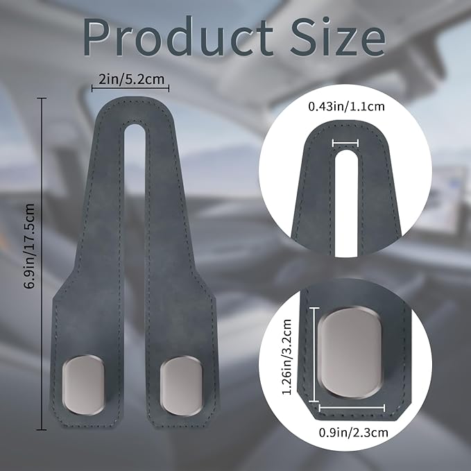 Car Seat Headrest Hooks for Purses and Bags, 4 Pack Bag Purse Holder for Car with Double Metal Hooks, Car Purse Hanger, Headrest Back Seat Handbags Hook Cute Hanging Accessories, Grey