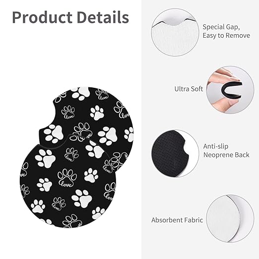 Car Trash Bag Paw Print Hanging Back of Seat Car Portable Trash Bag Paw Print Waterproof One-Handed Portable Strap Drawstring Garbage Bags 2 Pieces Car Coasters