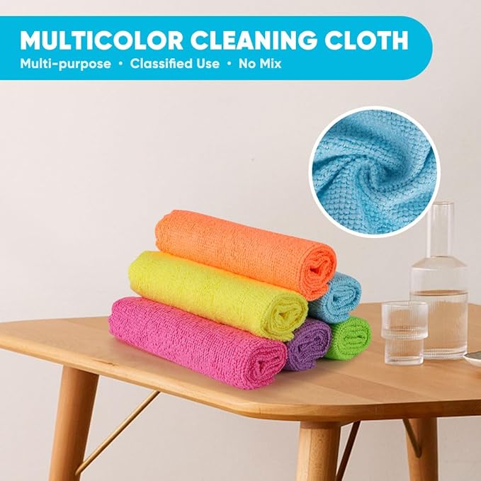 Orighty Microfiber Cleaning Cloth, 200 Pack Highly Absorbent Cleaning Supplies, Lint Free Kitchen Towels Cleaning Rags, Microfiber Towels for Cars, House, Window, 12x11 inch