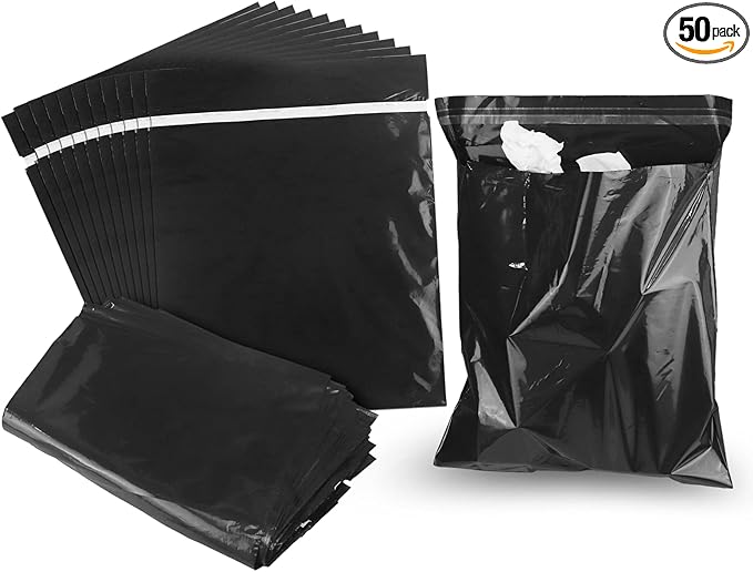 Car Trash Bags Disposable, 50 Pack Car Garbage Bag, Self Adhesive Vomit Bags, Trash Bag Automobiles for Cars, Kitchens, Bedrooms, Offices, During Travel and Camping (9.8 * 12.2 Inches)