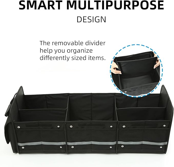ROCK CLOUD Car Trunk Organizer with Cooler Bag Vehicle Organizers Storage Multi Compartments Collapsible for Auto SUV Truck Minivan Sedan