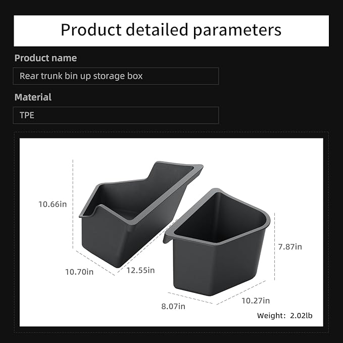 LUCKEASY Rear Trunk Storage Bins & Trunk Corner Up Storage Box for Tesla Model Y Juniper 2025 2026 Trunk Side Storage Box for Model Y Juniper 2025.03-Present Accessories Black TPE