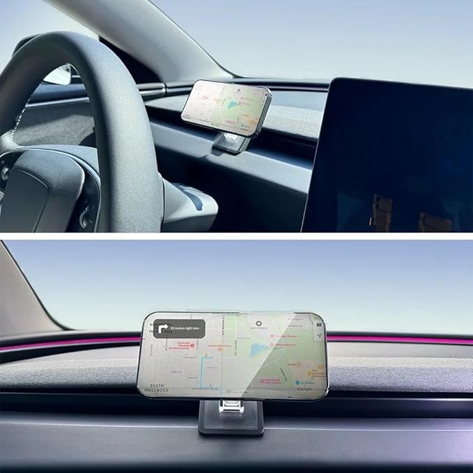 Tesla Dashboard Phone Mount - Only for 2024-2025 Model 3 Highland & 2025-2026 Model Y Juniper - Ultra-Strong N55 Magnetic Holder & Open Design for iPhone Android - Safer Driving Navigation