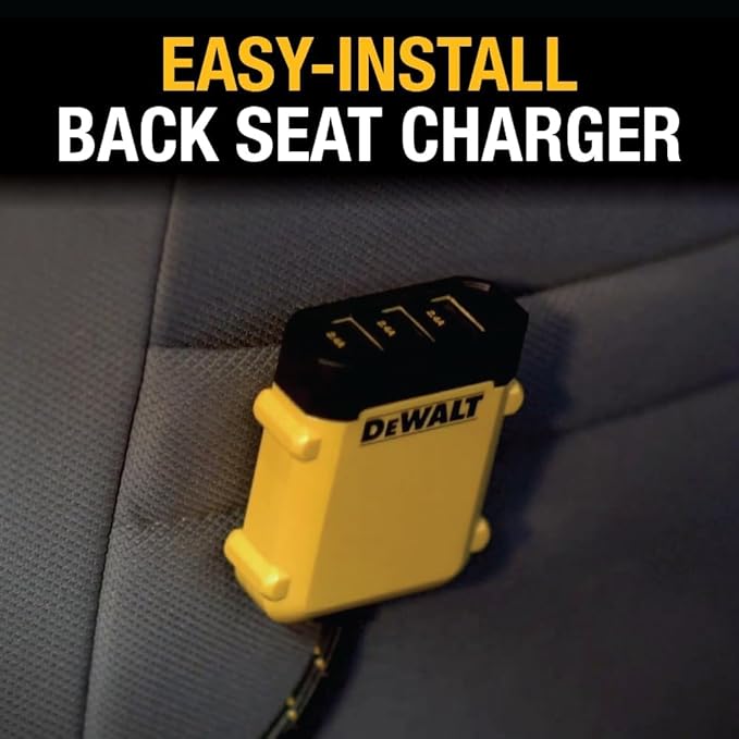 DEWALT Heavy Duty 72W 5 Port USB Car Charger Multiport, iPhone 16 Multi USB Car Charger, Fast Charge PD & QC3.0 Cigarette Lighter Adapter w/ 6FT Cable, Type C Front/Back Charging for Multiple Devices
