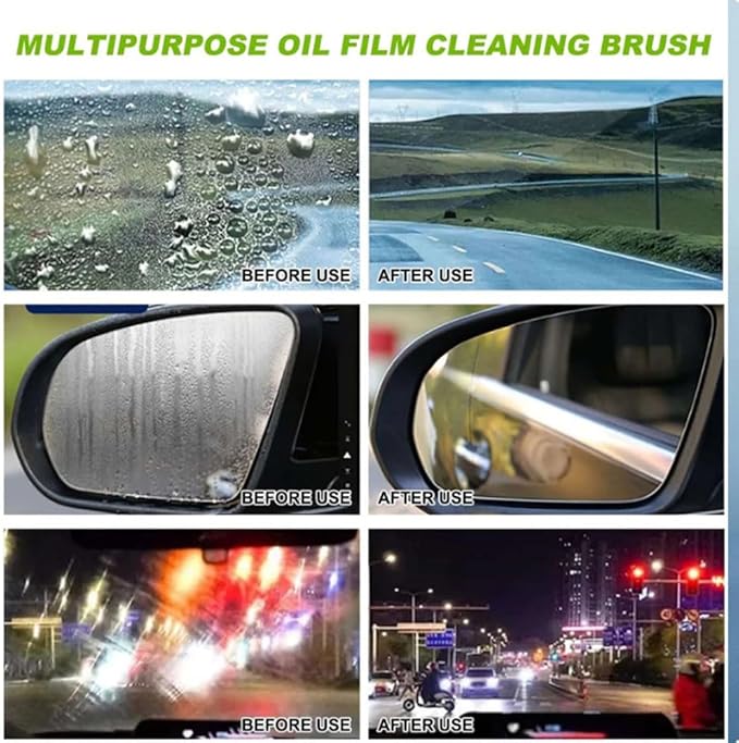 2026 Upgrade Clear Vision Windshield Cleaner, Clear Vision Glass Cleaner, Reusable Oil Film Cleaning Brush for Car Windows, Crystal-Clear View in Any Weather, Prevents Rain and Fog (2, 2.0 Green)