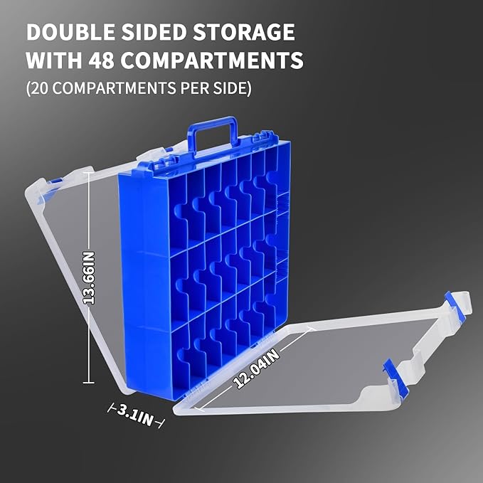 Toy Car Storage Organizer Case Compatible with Hot Wheels/for Matchbox Cars. Display Carrying Container Holder for LOL Surprise Dolls/for Shopkins with 48 Compartments Double Sided-Blue (Box Only)