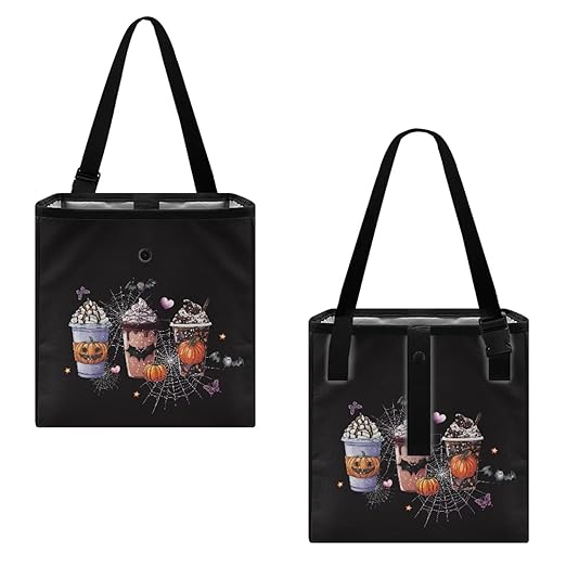 Halloween Themed Car Trash Can Hanging Trash Bin Leak-Proof Collapsible Car Garbage Bag, Car Accessories 2 Gal Large Capacity Multipurpose Storage Container