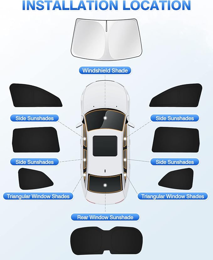 Canvcle Sunshades for 2019-2025 2026 Subaru Ascent Touring Accessories Windshield Sun Shade Side Rear Window Shade Cover Sun Visor Privacy Protection Keep Vehicle Cool Black 8PCS