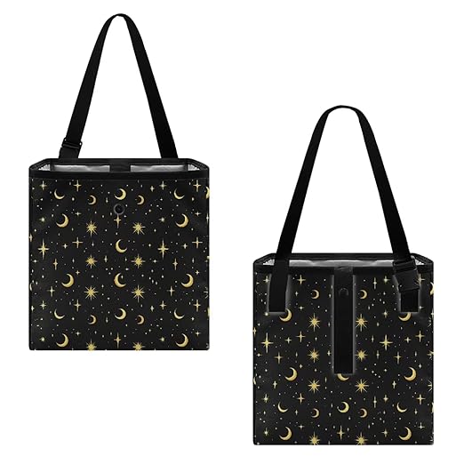 Moon Stars Starry Night Pattern Garbage Bag and Water Resistant Trash Can for Car, Leakproof Trash Can for SUV Truck Car Accessories
