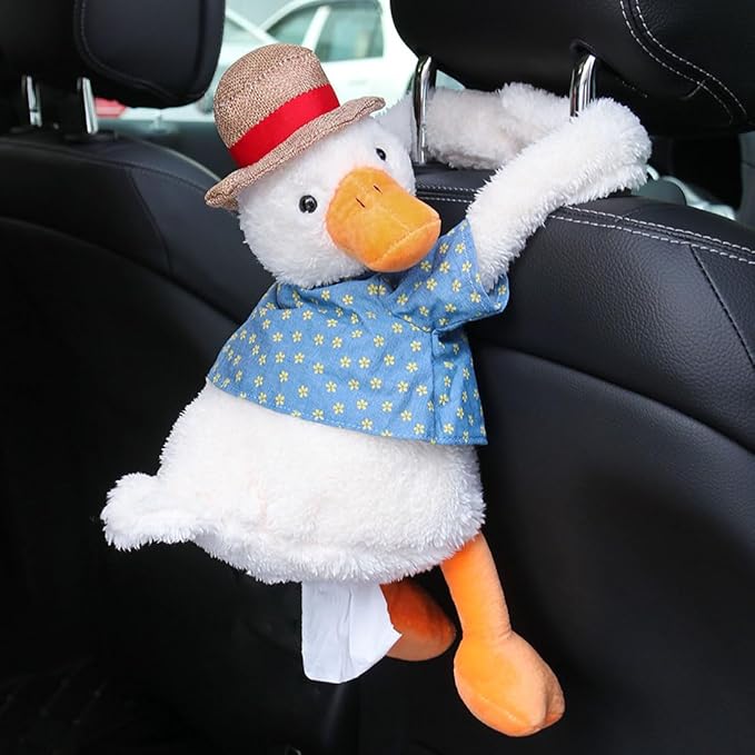 Tissue Box Cover Plush Tissue Box Holder for Car, Home, Decorative Holder/Organizer for Bathroom Vanity Countertop, Nightstands, Office Desk-Duck