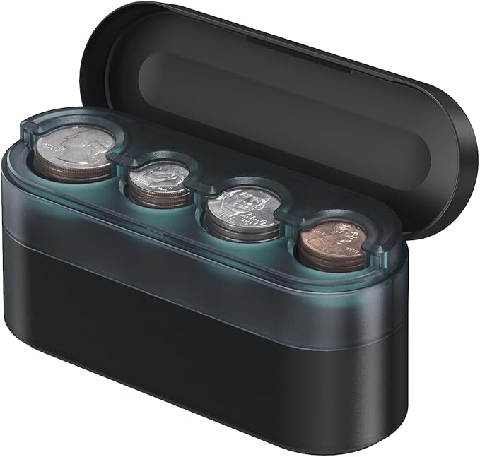 HALOBLK Larger-Capacity Coin Holder for Car Change Holder Organizer, Compatible with Most Car & Trucks, Black