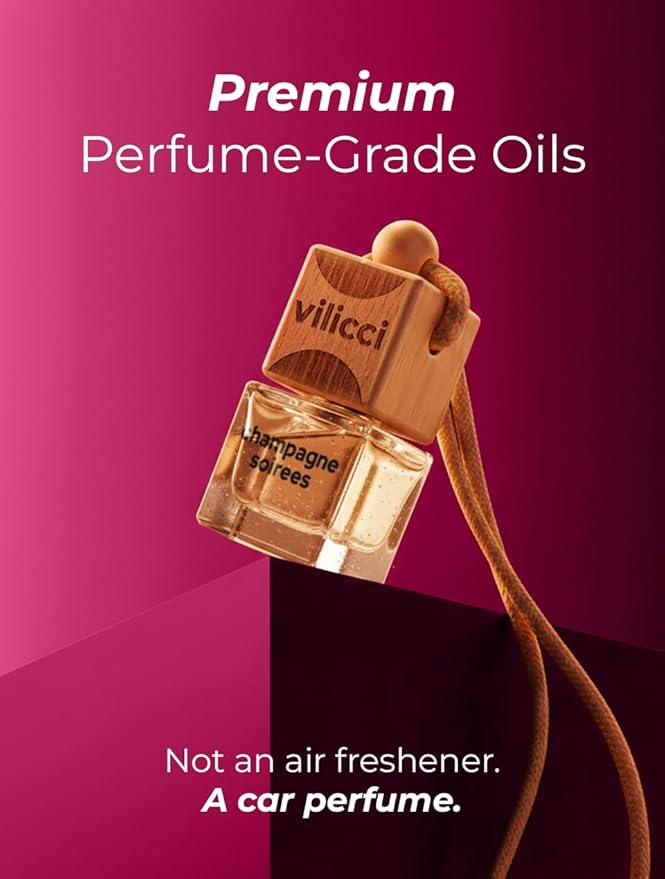 Vilicci Car Air Freshener | Luxurious Auto Perfume | Premium Hanging Air Freshener | Long Lasting Fragrance for Auto and Home | 1 Bottle of Car Scent (0.2 Fl Oz (Pack of 1), Champagne & Soirees)