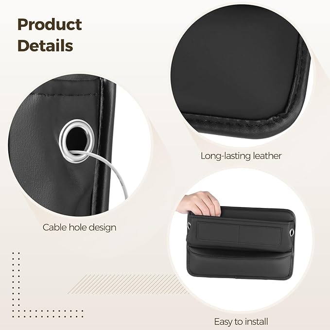 2 Pcs Car Seat Gap Filler Organizer, 11.8 x 7.9 in Black Leather Car Storage Box, Center Console Organizer with Multi-Pocket Design and Card Slots for Car Truck