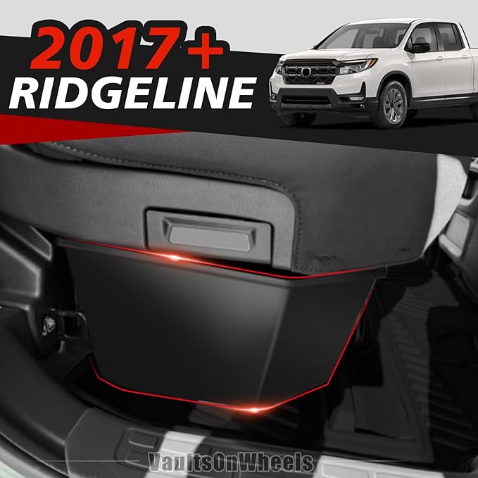 VaultsOnWheels Under Seat Storage Box Compatible with 2026 2025 2024 2023 2022 2017-2021 Honda Ridgeline Accessories Custom Fit Durable Detachable Rear Underseat Organizer