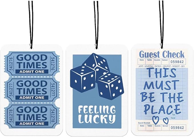 Retro Preppy Blue Car Air Freshener Funky Dice Y2K Car Accessories Interior Hanging 3Pcs, Feeling Lucky Good Times Girly Rear View Mirror Decor Cute Car Accessories for Women Closet Drawer(Lavender)