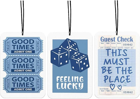 Retro Preppy Blue Car Air Freshener Funky Dice Y2K Car Accessories Interior Hanging 3Pcs, Feeling Lucky Good Times Girly Rear View Mirror Decor Cute Car Accessories for Women Closet Drawer(Lavender)