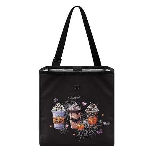 Halloween Themed Car Trash Can Hanging Trash Bin Leak-Proof Collapsible Car Garbage Bag, Car Accessories 2 Gal Large Capacity Multipurpose Storage Container