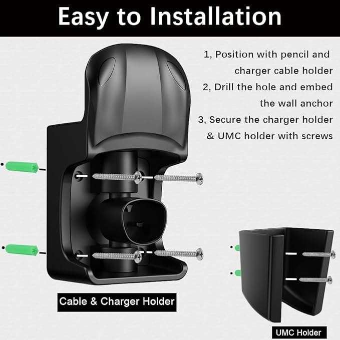 Tesla Charger Holder Wall Mount, Swivel Tesla Charging Cable Holder for Model 3 Y X S Mobile Connector Organizer