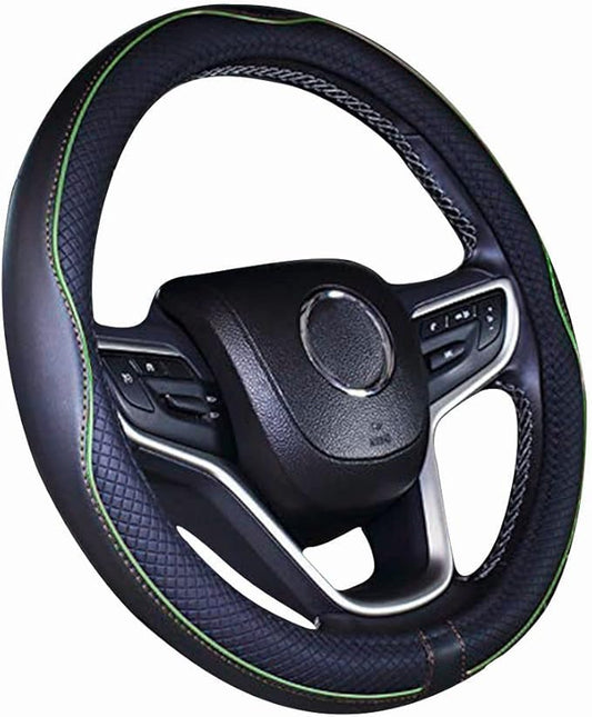Mayco Bell Universal Standard Size Steering Wheel Cover Anti-Slip,Safety,Soft,Breathable,Durable,Full Surround,Comfortable Grip Microfiber Leather (14.5-15 inch, Green)